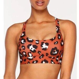 Lorna Jane Wildcat Compact Sports Bra Tan Leopard Print Size XS